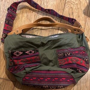 Stylish Green and Pink Women's Bag